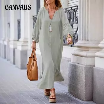 Весенне-осенние женские классические рубашки, длинное платье, модные повседневные платья-кардиган с длинными рукавами S чёрный