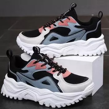 Весенне-осенние женские кожаные кроссовки, ультралегкие, удобные женские спортивные кроссовки большого размера 35 чёрный/синий