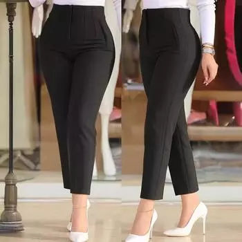 Весенне-осенние женские модные и элегантные однотонные повседневные брюки с высокой талией XXL белый