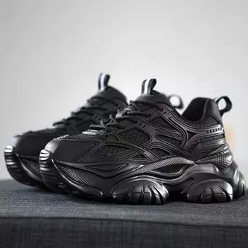 Весенне-осенние женские прорывные резиновые легкие кроссовки для бега на толстой подошве для фитнеса на открытом воздухе 35 чёрный
