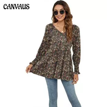 Весенне-осенние женские рубашки-топы с принтом Bubble и длинными рукавами-корсетами Футболка XXL