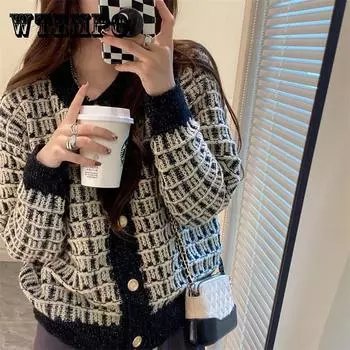 Весенне-осенние женские свитера, вязаный свободный повседневный свитер, осенняя плотная женская одежда, кардиганы, студенческие свитера, женское пальто One Size