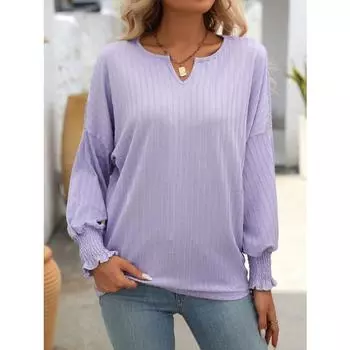 Весенне-осенние женские свободные топы с длинными рукавами и v-образным вырезом, топы с рукавами «летучая мышь» S чёрный