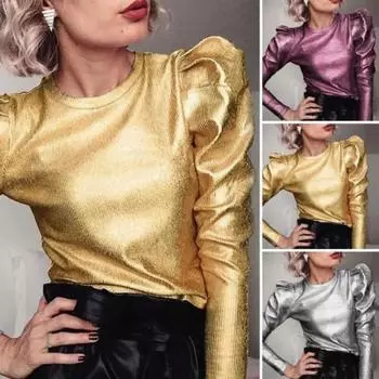 Весенне-осенние женские топы с круглым вырезом и длинными рукавами, пуловеры, топы в стиле панк, однотонные розовые/золотые/серебряные цвета, свободные повседневные футболки, женская мода S розовый