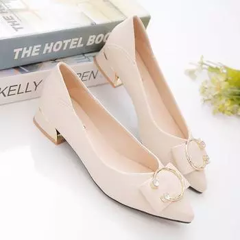 Весенне-осенние женские туфли-лодочки с острым носком и неглубоким вырезом на низком каблуке, элегантная обувь для женщин в корейском стиле, высокое качество, шик, по акции, обувь 34