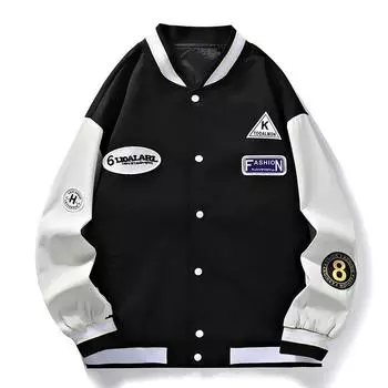 Весенне-осенний бейсбольный костюм с вышивкой, мужская ветрозащитная куртка, повседневные студенческие куртки, молодежная школьная форма, пара 4XL чёрный