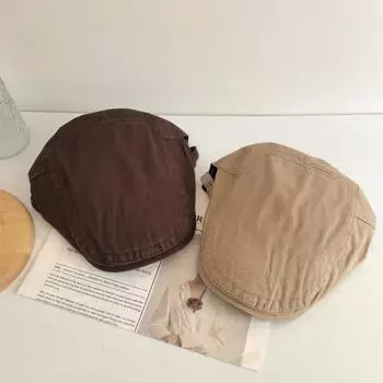 Весенне-осенний берет Four Seasons Forward Cap Однотонная ретро-кепка с большой окружностью головы Повседневный универсальный тренд M56-58cm чёрный