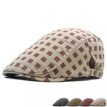 Весенне-осенний берет, тонкая женская клетчатая шляпа, мужская британская шляпа газетчика, шляпа от солнца, шляпа маляра красный
