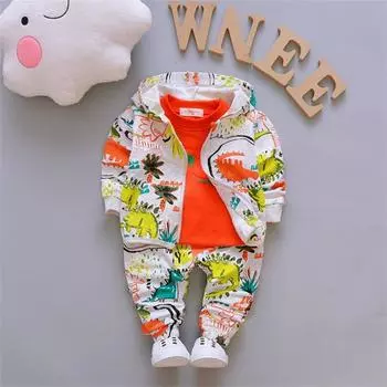 Весенне-осенний детский повседневный свитер из трех предметов с длинными рукавами, комплект для мальчиков 110 красный