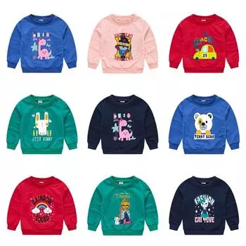 Весенне-осенний детский свитер с рисунком для мальчиков и девочек 1-7 лет, милый топ с круглым вырезом и длинными рукавами 90cm