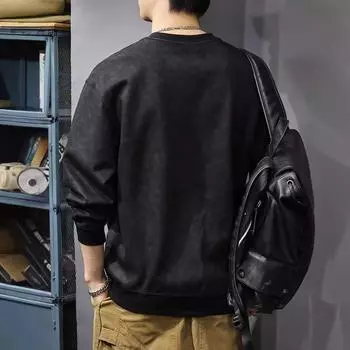 Весенне-осенний дизайн Sense Splicing свитер мужской американский ретро вышивка осень тяжелая замша свободный топ прилив M армия зеленый