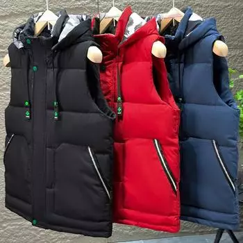 Весенне-осенний хлопковый жилет, большой размер, куртка Camry с плечами, хлопковый жилет, пальто без рукавов, модная повседневная камуфляжная мужская одежда с цветными блоками XXXXXXXXL чёрный