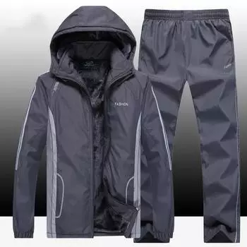 Весенне-осенний и зимний спортивный костюм для мужчин среднего и пожилого возраста, спортивная одежда для отдыха на открытом воздухе, полиэстер, тонкий срез, большой размер XXXXXL чёрный