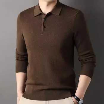 Весенне-осенний кардиган мужской свитер с лацканами 100% чистая шерсть свитер нижняя рубашка папа топ мужская одежда M