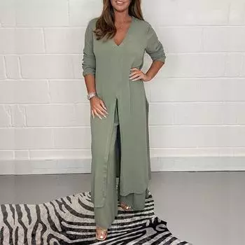 Весенне-осенний комплект женских брюк, длинные удобные повседневные топы, длинные брюки, комплект из двух предметов S белый