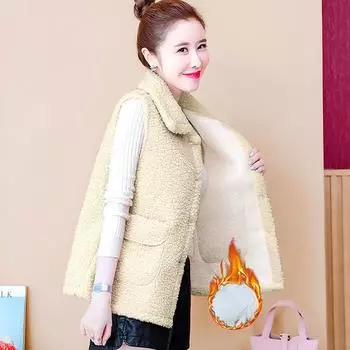 Весенне-осенний корейский бархатный женский жилет из ягненка и пальто, свободные розовые топы S