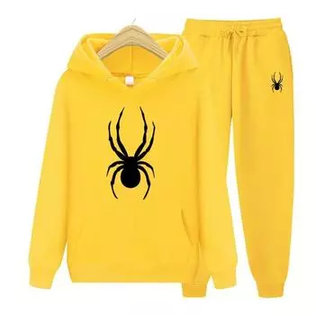 Весенне-осенний костюм, брендовая модная толстовка с капюшоном + брюки, повседневная спортивная одежда для бега, 2 комплекта S