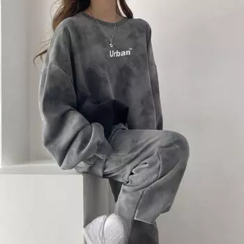 Весенне-осенний костюм Женские брюки с длинными рукавами Женский костюм-двойка XXXL синий