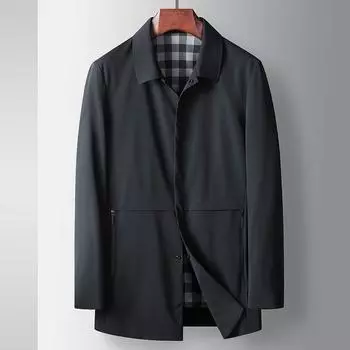 Весенне-осенний лацкан для людей среднего возраста и молодежи, легкий роскошный деловой тренчкот, тонкая повседневная куртка 170 синий