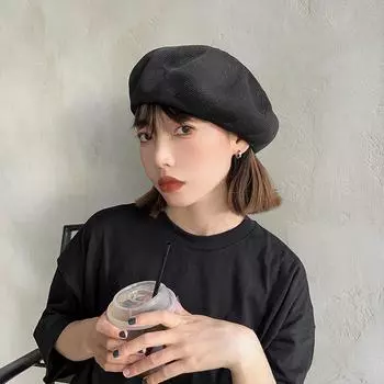 Весенне-осенний легкий берет для детей, тонкий черный ретро-универсальный восьмиугольный колпак художника белый