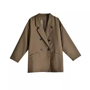 Весенне-осенний модный дизайн, женские свободные куртки и пальто, двубортный женский черный пиджак с длинными рукавами M чёрный