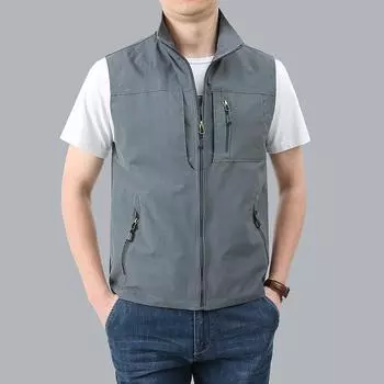 Весенне-осенний мужской быстросохнущий жилет для активного отдыха, многофункциональный спортивный жилет для фотосъемки, повседневный жилет, свободный жилет большого размера, куртка M