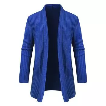 Весенне-осенний мужской кардиган, свитер с длинными рукавами, кардиган больших размеров, куртка средней длины, модный трикотаж, верхняя одежда, повседневная мужская одежда M коричневый