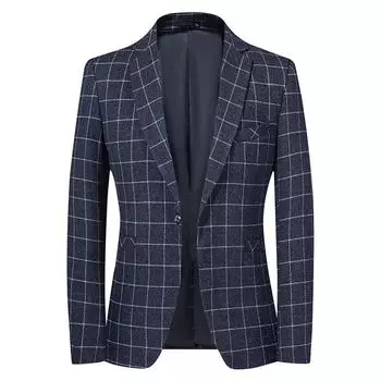 Весенне-осенний мужской клетчатый повседневный костюм, мужской тонкий костюм в корейском стиле, мужской пиджак M