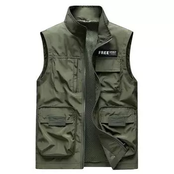 Весенне-осенний мужской повседневный большой жилет, мужской модный свободный мужской жилет с несколькими карманами M