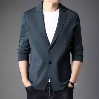 Весенне-осенний мужской вязаный кардиган, новый свитер, модный красивый вязаный свитер, тонкий повседневный маленький блейзер M