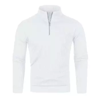 Весенне-осенний мужской вязаный свитер на молнии с полувысоким воротником, свободный свитер, повседневный вязаный свитер с длинным рукавом XXXL белый