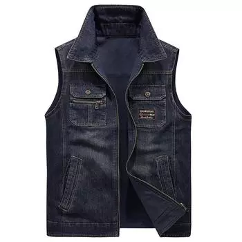Весенне-осенний мужской жилет для отдыха на открытом воздухе, двусторонняя куртка с лацканами, двусторонний ковбойский жилет XXL светло-синий