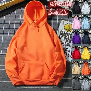 Весенне-осенний новый модный женский однотонный свитер с капюшоном и карманами, длинными рукавами, повседневный свободный топ S светло-розовый