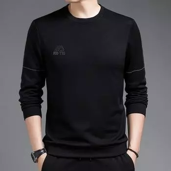 Весенне-осенний новый мужской свитер, повседневная мужская футболка с длинными рукавами, топ с круглым вырезом, спортивная нижняя рубашка M
