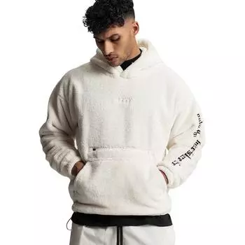 Весенне-осенний новый плюшевый свитер в парном стиле, модная уличная толстовка с вышивкой и надписью, пальто с заниженными плечами, топ-тренд M белый