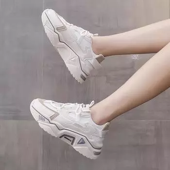 Весенне-осенний новый стиль, дышащая модная студенческая обувь на толстой подошве для спорта и отдыха, подходящая по цвету обувь 35