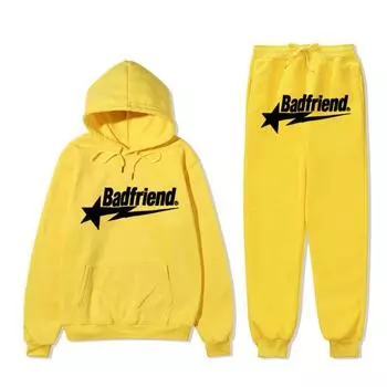 Весенне-осенний новый темный готический комплект из свитера и брюк с капюшоном и буквами пятиконечной звезды для мужчин и женщин, модный спортивный комплект для отдыха S