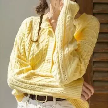 Весенне-осенний однотонный кардиган, вязаный кардиган из теста, женский нежный свитер с длинными рукавами, мягкий восковой кардиган, пальто