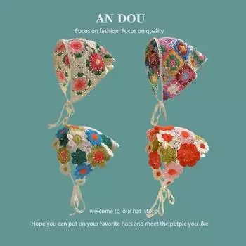 Весенне-осенний пикник, милая повязка для волос ручной вязки, женские аксессуары для волос, тюрбан, треугольный шарф