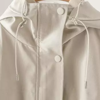 Весенне-осенний плащ с капюшоном, осеннее новое женское короткое популярное пальто S бежевый