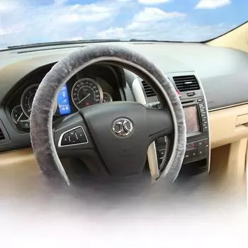 Весенне-осенний плюшевый эластичный чехол на руль автомобиля 38cm серый