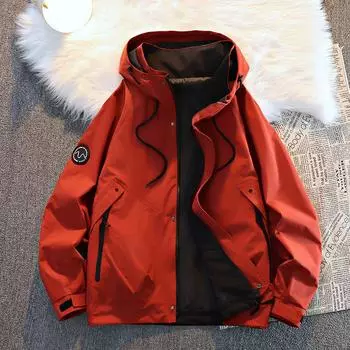 Весенне-осенний походный костюм для альпинизма, водонепроницаемая повседневная куртка с капюшоном, мужской верх-зарядка, превращающийся в скрытое пальто S красный