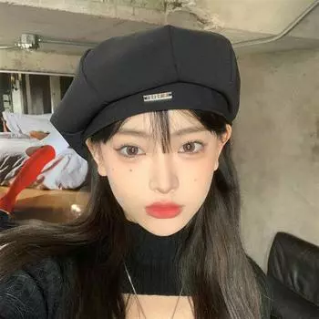 Весенне-осенний шерстяной берет универсальный для лица маленький черный британский ретро-художник шляпа интернет-знаменитости модная классная шляпа женская M56-58cm