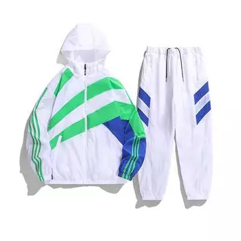 Весенне-осенний спортивный костюм для отдыха, мужской и женский, комплект из двух предметов для бега XXXXL белый