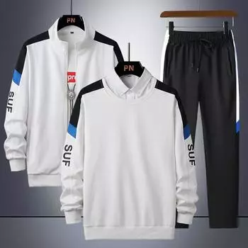 Весенне-осенний свитер больших размеров, мужской повседневный спортивный костюм, свободный костюм из трех предметов L