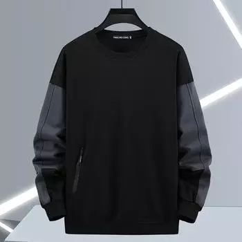 Весенне-осенний свитер больших размеров, мужской свитер с круглым вырезом, мужская одежда для полных, свободный повседневный мужской свитер с длинными рукавами 5XL-11XL 11XL чёрный