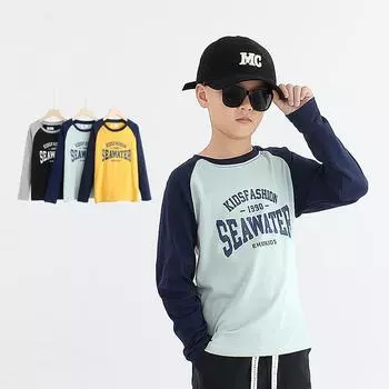 Весенне-осенний свитер с длинным рукавом для мальчиков, детская футболка, хлопковая рубашка с круглым вырезом и длинными рукавами 120cm жёлтый