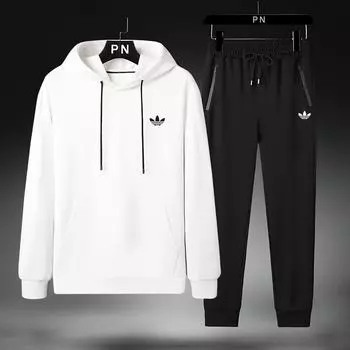 Весенне-осенний свитер с капюшоном, мужской повседневный спортивный свитер, брюки, костюм из двух частей