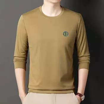 Весенне-осенний свитер с круглым вырезом, мужская тонкая повседневная свободная рубашка с длинными рукавами, корейский стиль, большой размер, модный мужской топ M