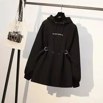 Весенне-осенний уличный свитер с надписью «Бомба», уменьшающий возраст, с принтом на шнуровке и длинным капюшоном, свободный свитер XXL белый